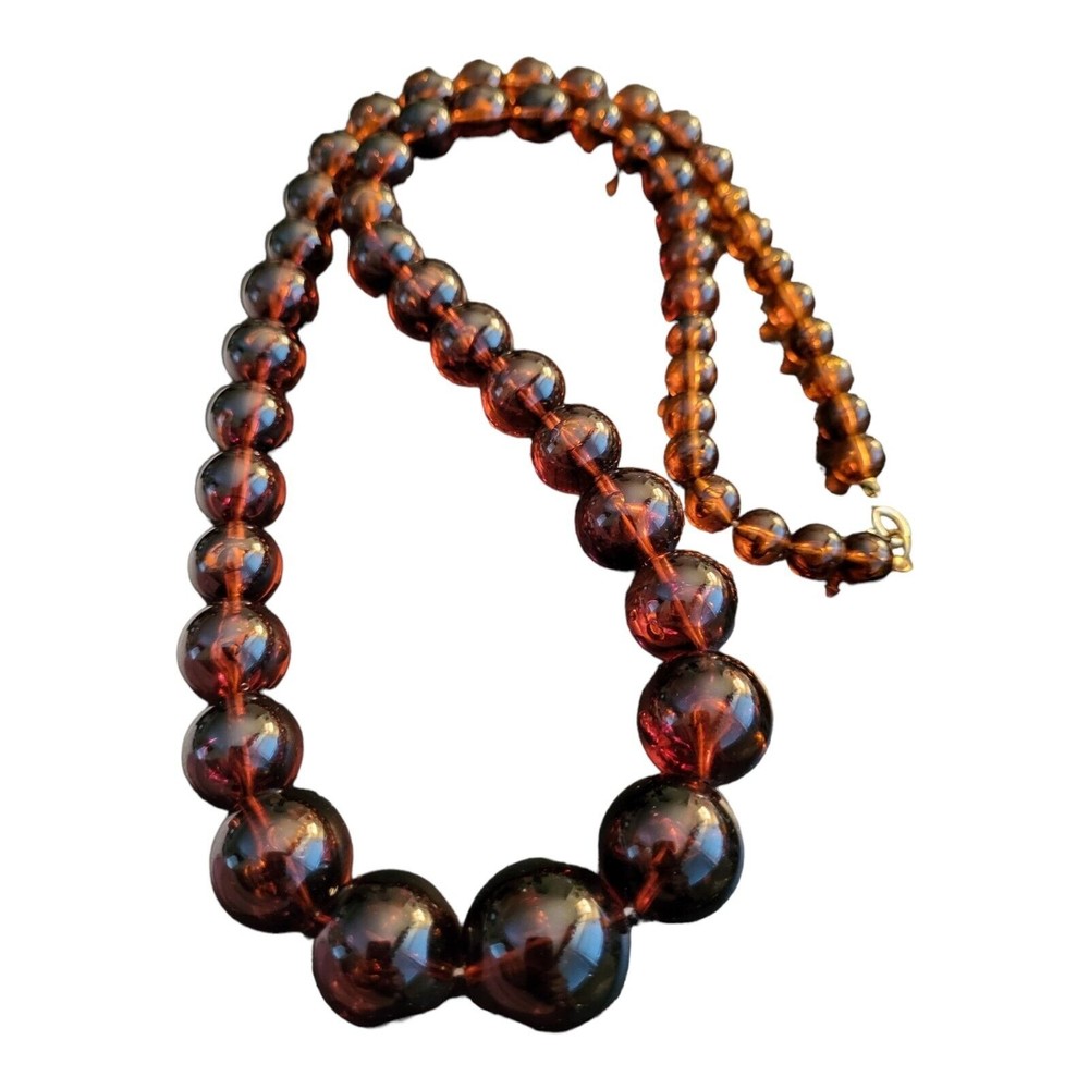 Vintage Rootbeer Colored Graduated Bead 28" Necklace